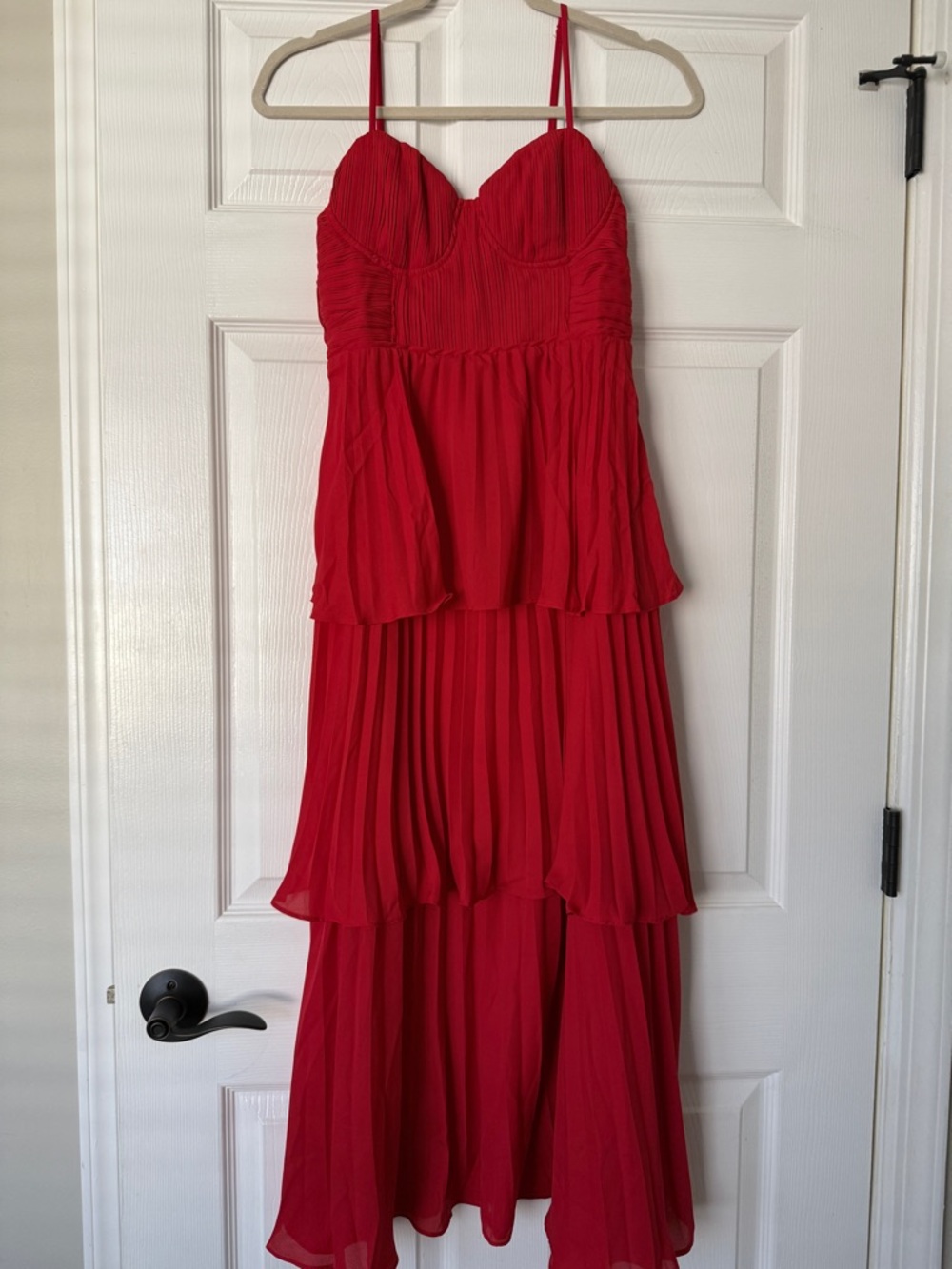 Lulus Cascading Crush Red Tiered Midi Dress